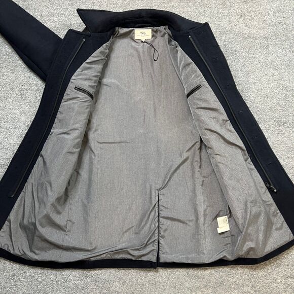 WRK Coat Mens M Medium Navy Blue Nylon Wool Blend Work Rest Karma City Overcoat - Picture 7 of 15
